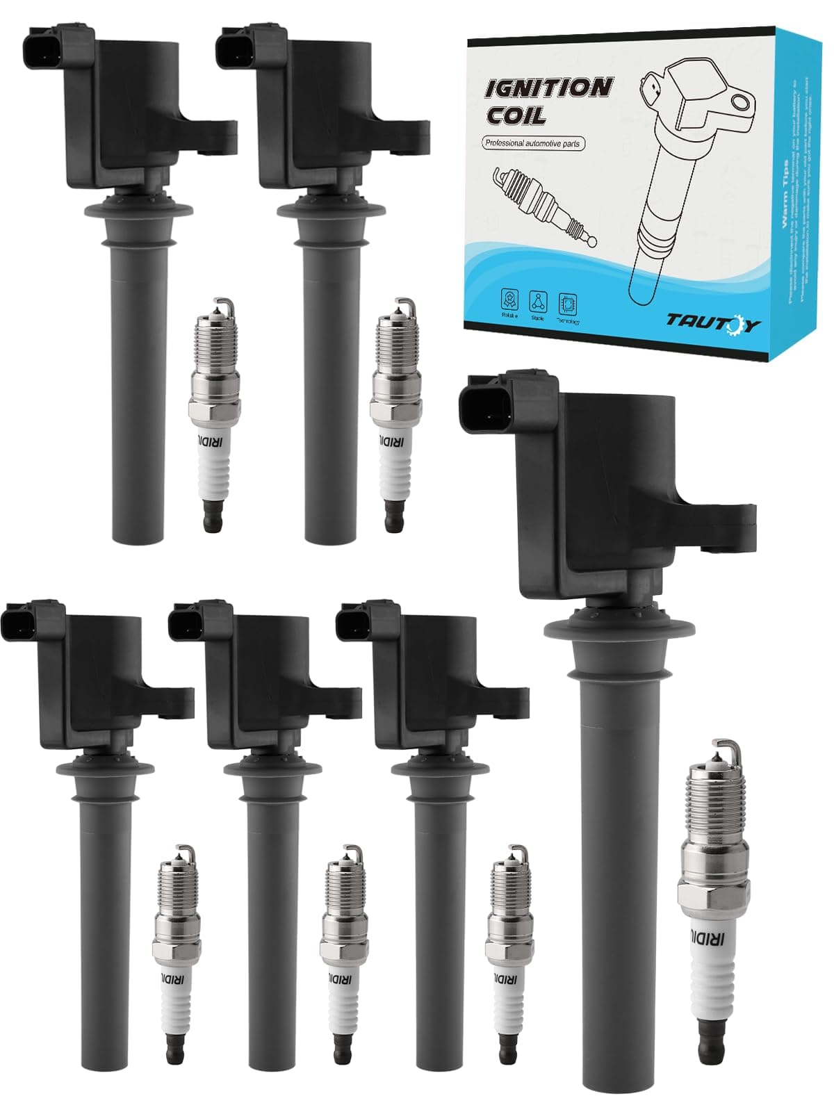 DG513 DG500 Ignition Coil Pack Iridium Spark Plug 6PCS (3.0L ONLY) For Ford Escape 500 Freestyle Taurus,For Mazda Tribute,Mercury Mariner Montego Sable, C1458 FD502 UF406 C1387 FD495