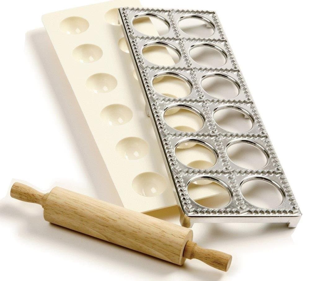Cooking Utensils Kitchen Tools Ravioli Maker with Press Pasta Dough Mold Tool and Rolling Pin