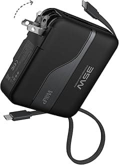 W&P Portable Charger Power Bank with Built in Cables & AC Wall Plug,35W Fast Charging,20000mAh External Battery Pack for iPhone 16/15/14/13/12 Pro, iPad, MacBook Air, Samsung (Travel Essential)