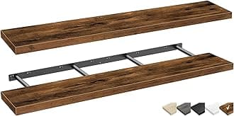 QEEIG Floating Shelves for Wall 55.1" Extra Long - Wall Shelf Bathroom Kitchen Living Room Bedroom Farmhouse Home Decor Display Bookshelf Large 55.1 x 9.3 inch Set of 2, Rustic Brown (008-140BN)