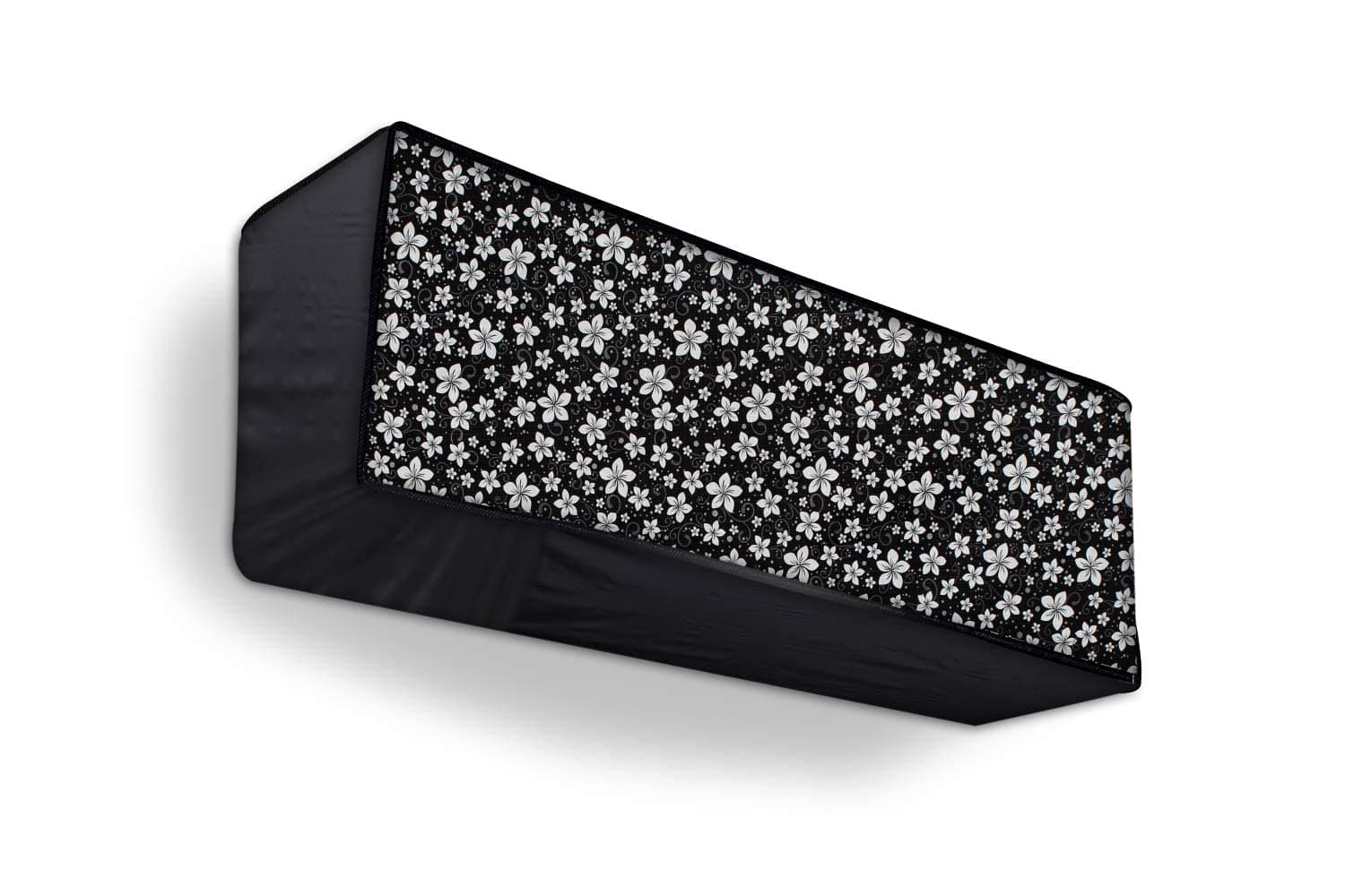 Polyester Split Ac Cover Indoor Unit For 1 Ton Capacity Ac, All Weather Cover/Attractive Digital Prints/Dustproof/Water Resistant Ac Cover (Black Flower)