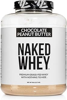 NAKED Whey Chocolate Peanut Butter Grass Fed Whey Protein Powder, No GMO, No Soy, and Gluten Free, Aid Growth and Recovery - 52 Servings