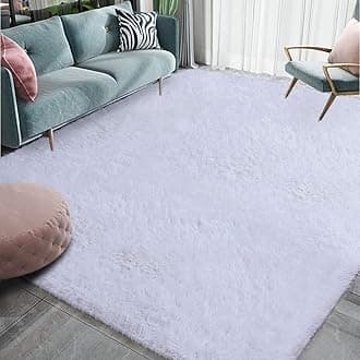 HOMORELuxury Fluffy Area Rug Modern Shag Rugs for Bedroom Living Room, Super Soft and Comfy Carpet, Cute Carpets for Kids Nursery Girls Home, 4x6 Feet White