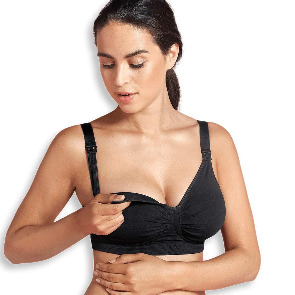 Seamless GelWire Nursing Bra - Black-Large