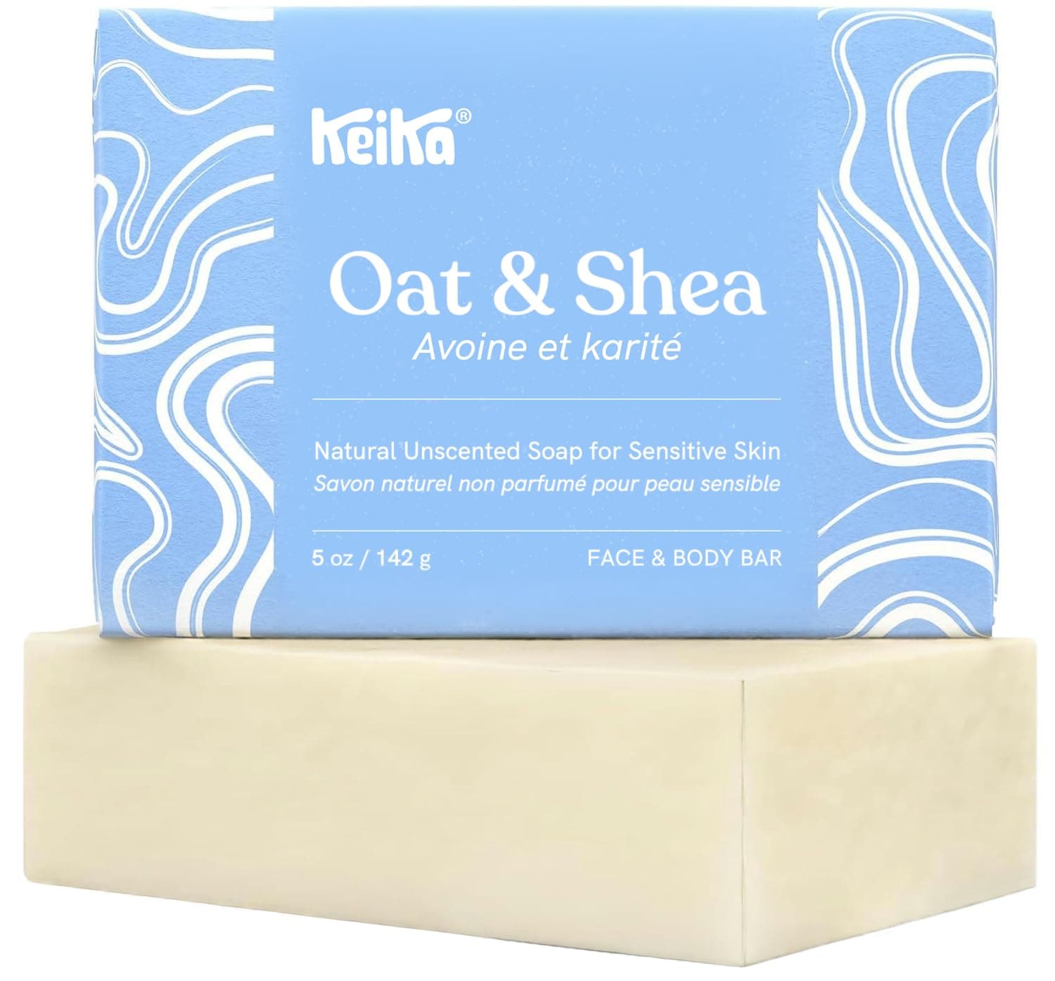 Keika Baby Soap Bar Oat & Shea Unscented for Eczema, Psoriasis, Face, Body, Infant Kids Teens Men Women with Sensitive Skin, 5 oz.