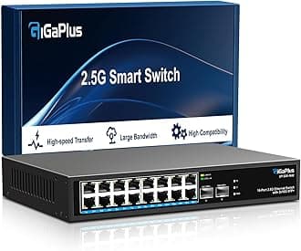 - 18 Port 2.5Gb Unmanaged Ethernet Switch with 16* 2.5G Base-T Ports, 2* 10G SFP+ Ports. GiGaPlus 2.5Gbps Network Switch for 2.5Gbps NAS/PC, Wireless AP, WiFi6 Router. Plug and Play, Fanless Design.