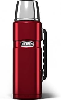 Stainless King 1.2L Multi- Purpose Thermos Flask - Original-Style Flask can be used as Travel Mug or Insulated Water Bottle for Daily Commute & Weekend Adventures – Red, 5- Year Warranty