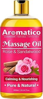 Rose & Sandalwood Massage Oil 300ml, Elegant & Feminine Sensual Oil for Romantic, Intimate Massages. Luxurious & Non-Sticky, 100% Natural
