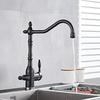 Faucets Kitchen Sink Faucet for Bar Farmhouse Commercial, Gold Kitchen Filter Pure Water 360 Rotation Kitchen Sink Crane, Dual Handle Dual Water Function Mode Filter Mixer Taps(Black)