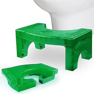 Foldable Toilet Poop Stool, 7" Heavy Duty Non-Slip Bathroom Foot Stool, Green Curved Portable Size Fits Various Toilets