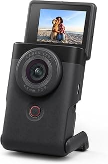 Canon PowerShot V10 Camera Content Creator Compact Vlog Camera Fixed 19mm Wide Angle Lens 4K Video Face Detection Built-in Mic Live Streaming Built-in Stand Black