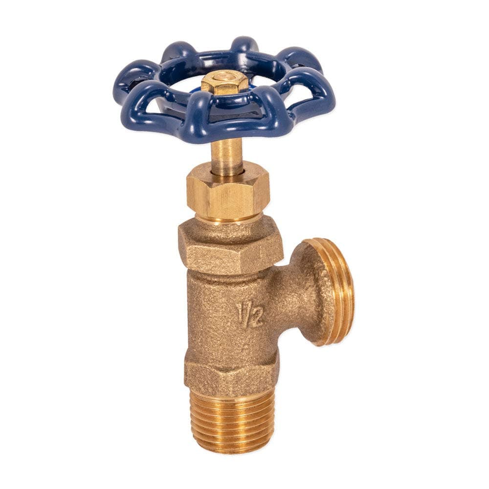 Heavy-Pattern Boiler Drain with MHT Outlet, 1/2 Inch MIP Connection, Brass Plumbing Fitting with Stuffing Box, 48620