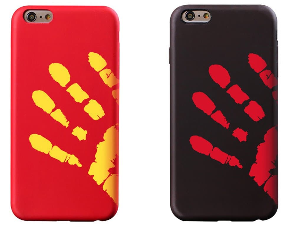 Thermal Sensor iPhone 8 Case(4.7Inch) Magical Color Changing Thermal Sensor Fluorescent Thermal Heat Induction Scratch-Resistant Matte Back Case-Black+Red