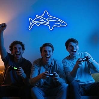 ineonlife Shark Neon Sign for Bedroom Blue Neon Signs Wall Decorative Acrylic USB Powered Unique Animal Led Night Light for Boys Gifts Living Room Shop Hotel Bar Party Supplies (Blue)