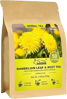 FullChea - Dandelion Leaf & Root Tea bags, 50 Teabags, 2g/bag - Natural Dandelion Herbal Tea for Liver & Kidney Health - Non-GMO - Caffeine-free - Support Digestion & Boost Immune System