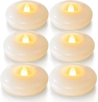 Homemory 6 Pack 3” Flameless Led Floating Candles, 200 Hour White Battery Operate Waterproof Tealights for Cylinder Vases, Centerpieces at Wedding Decor, Party, Pool