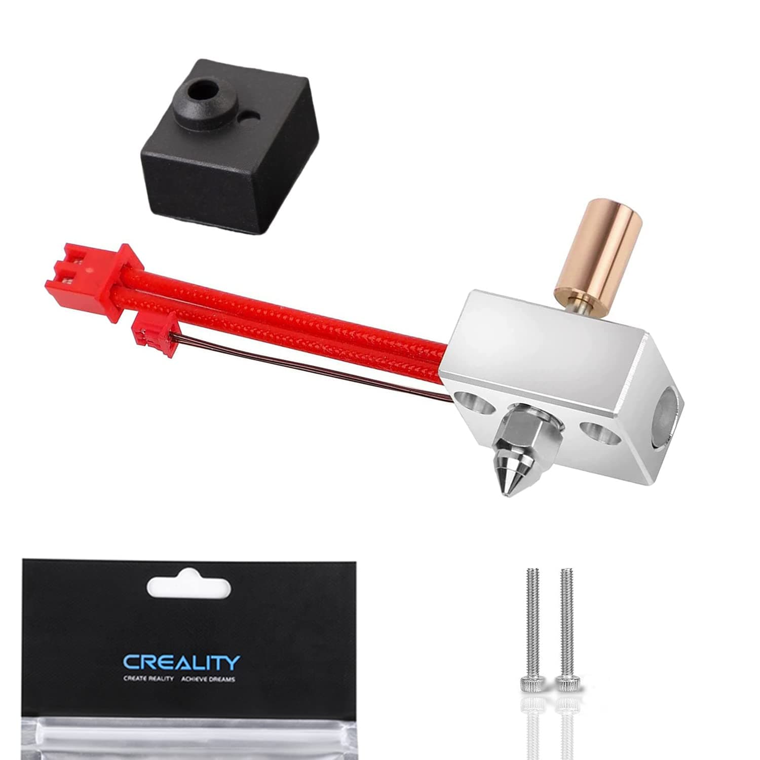 Creality Original Sprite Extruder Pro Heating Block Kit, High Temperature 300℃ Titanium Heatbreak Plated Copper Nozzle, Compatible with Ender-3S1/Ender-3S1 Pro/Plus, CR-10 Smart Pro 3D Printer