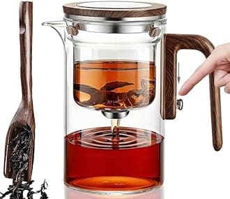 Enchanti Tea Pot, Water Separation Glass Teapot with Wooden Handle, Witchcraft Magical Teapot, Glass Tea pot with Infuser Strainer, Enchantipot Magic Tea Pot (800ml)