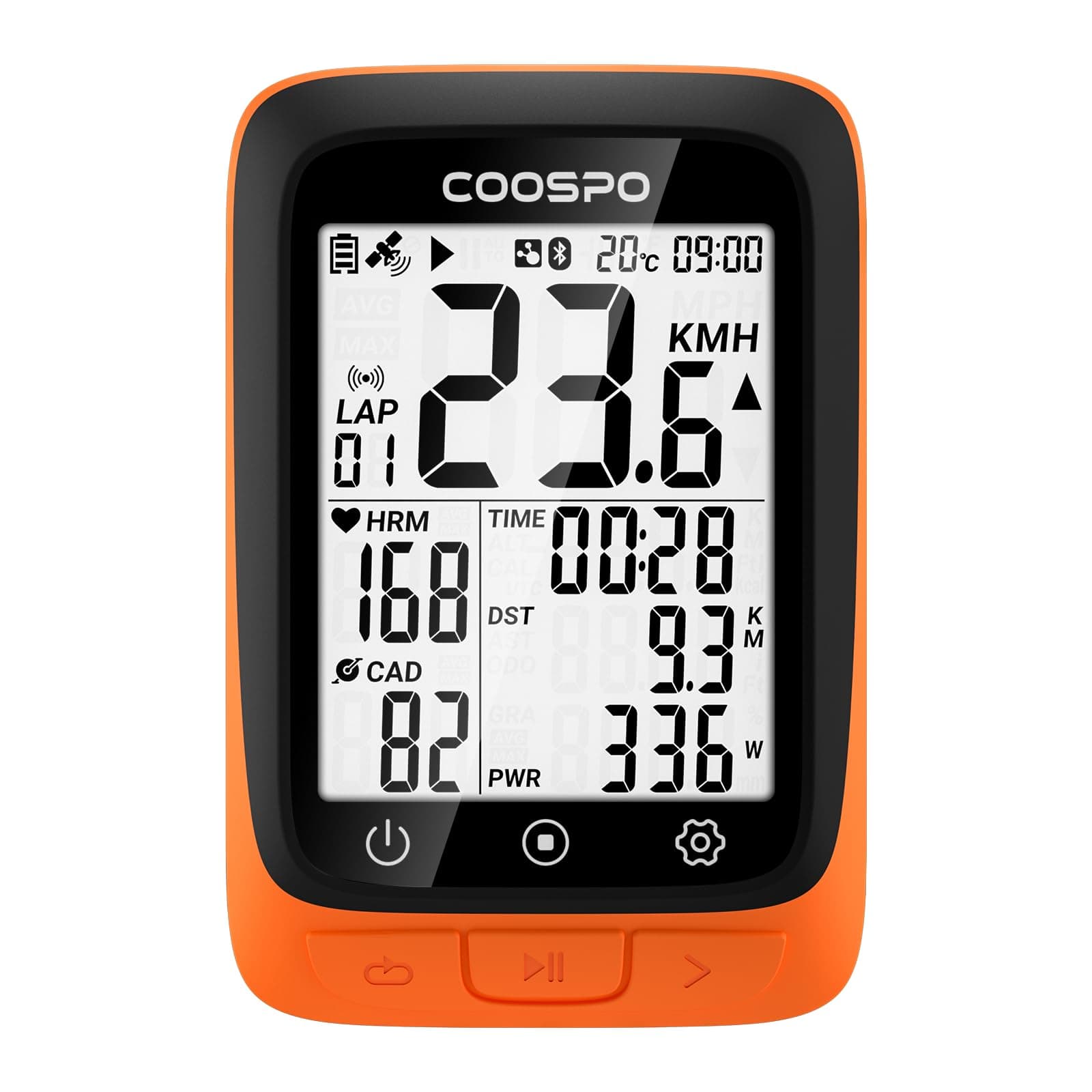 COOSPO Bike Computer GPS Wireless, ANT+ Cycling Computer with Bluetooth, Multifunctional ANT+ Bicycle Computer with 2.4 LCD Screen, Bike Speedometer with Auto Backlight IP67