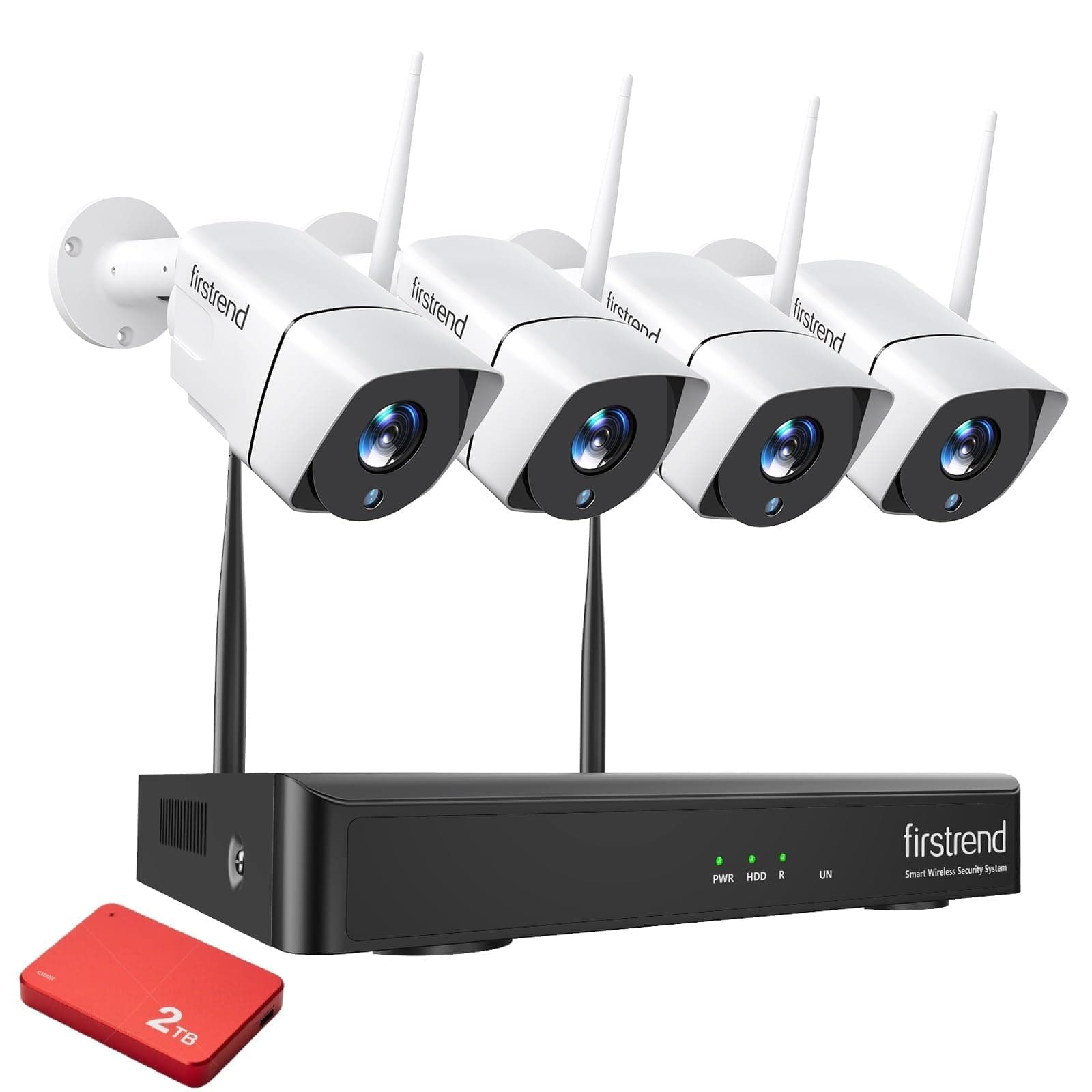 1080P Wireless Security Camera System, Firstrend 8CH Wireless NVR System with 4 pcs 1080P Security IP Camera and 2TB Hard Drive Pre-Installed, 65 ft Night Vision and Easy Remote Monitoring