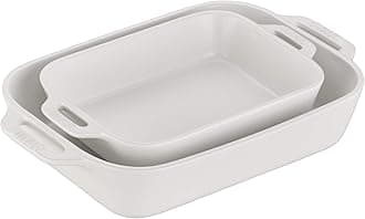 STAUB Ceramics Rectangular Baking Dish Set, 2 pc, Matte White