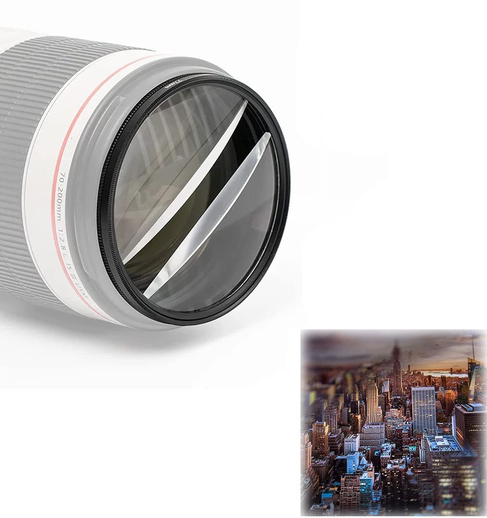 MAKINGTEC Camera Filter Accessories, 77mm Split Diopter Prism Camera Filter Double Glass Split Diopter Lens Filter Blur Zoom Center Filter for SLR Cameras Special Effect Filter