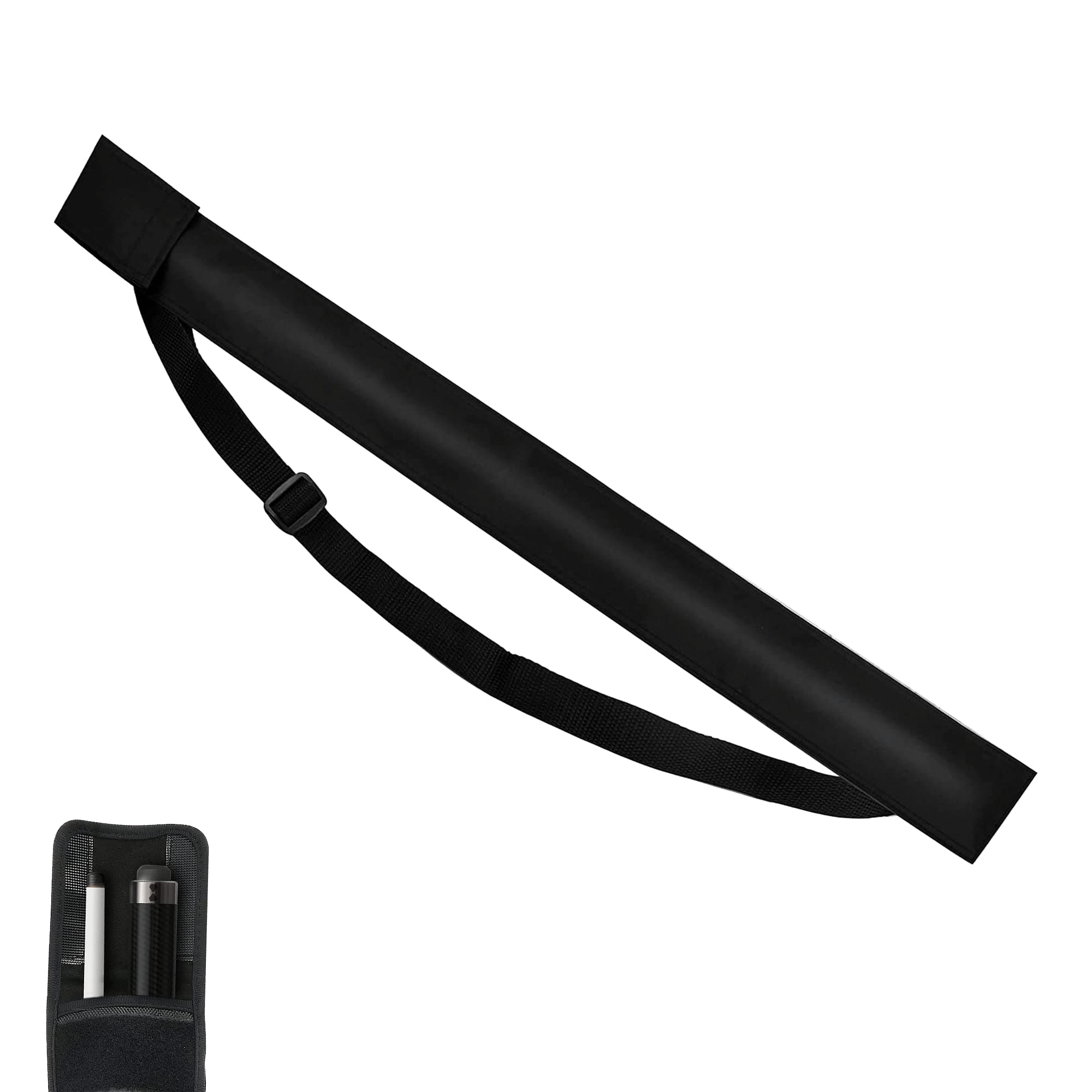Bansusu Snooker Cue Case with Adjustable Strap Hook and Loop Closure Pool Cue Case Bag Fabric Carry Bag Anti Dust Dirt and Scratch Lightweight Portable for 1/2 Snooker Billiard Stick Rod (Black)