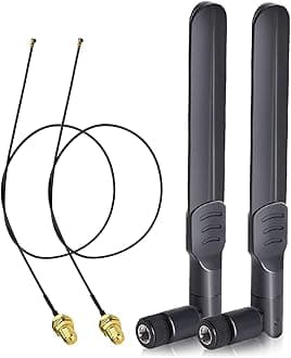 WiFi Antenna RP-SMA Male 8dBi 2.4GHz 5GHz 5.8GHz Bi-Band Coaxial Cable from MHF4 to Female RP-SMA 25cm for ESP32 Intel Network Card M.2 NGFF Router WiFi IP Camera Security USB Adapter