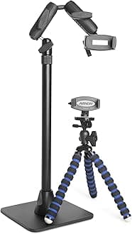 Arkon Pro Phone Stand Black - HD8RV29 & iPhone Tripod Mount for iPhone XS Max XR X 8 7 6S Plus Galaxy Note 8 5 S8 S7 Retail Black