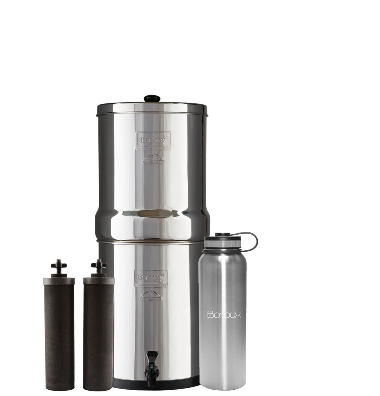 Boroux Bundle Includes: Royal Berkey Water Filter System Includes Black Filters (3 Gallon) Bundled 40 oz Stainless Steel Double Wall Bottle