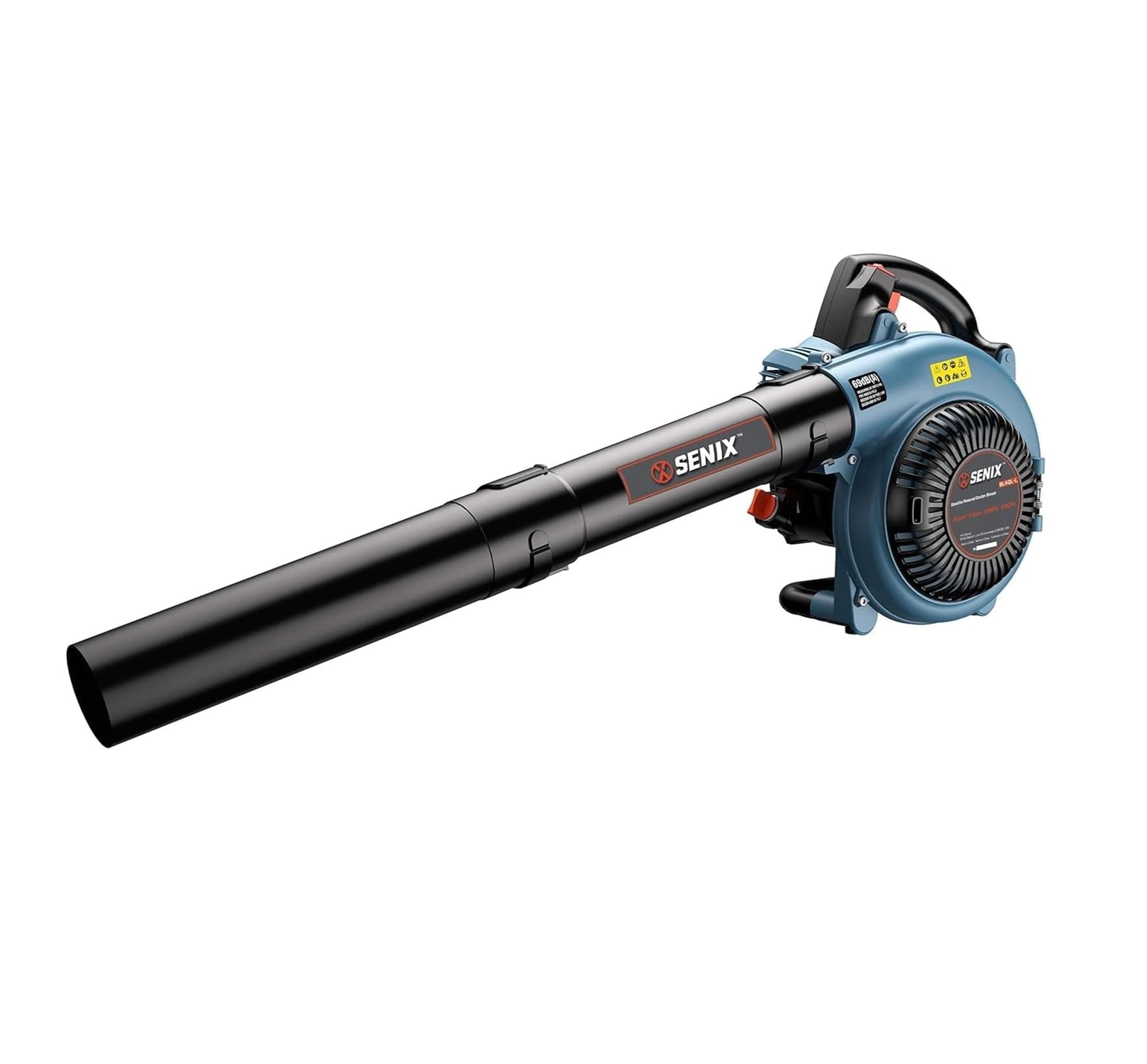 SENIX 4QL 31 cc 4-Cycle Handheld Gas Powered Leaf Blower and Vac for Lawn Care, Up to 550 CFM and 127 MPH, Light Weight, Dual Grip Handle, BLV4QL-M, Blue