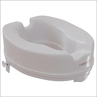 NEOSAFE High Elevated 4 Inch Toilet Seat Raiser Portable Assistance Lock Stand Commode Seat with Sturdy Brackets Medical Aid for Elderly, Disabled, and Limited Mobility (White)