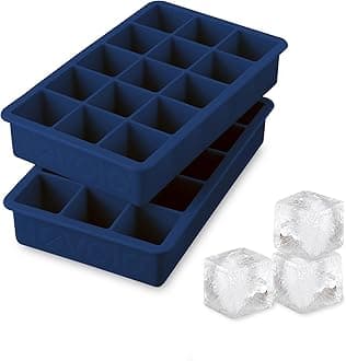 Tovolo Silicone Ice Cube Tray Deep Indigo Pack of 2 BPA Free Ice Tray Mold for Coffee Drinks Cocktails, Dishwasher Safe Easy Release Perfect 1 Inch Cube Ice Tray for Whiskey Bourbon Spirits