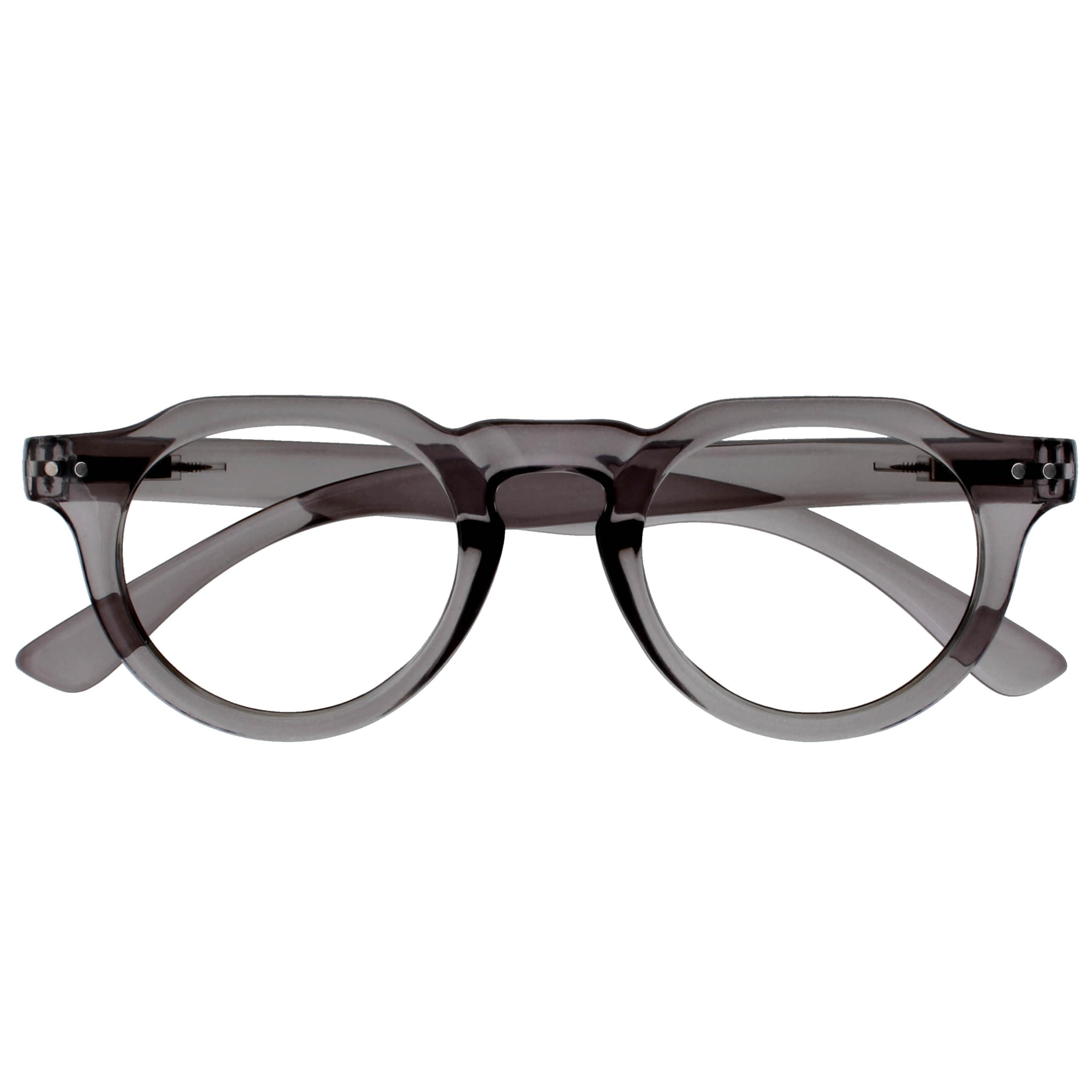 OPULIZE RIO Blue Light Blocking Reading Glasses - Flat Top Frame - Grey - Mens Womens - Spring Hinges - B53-7 - +3.00