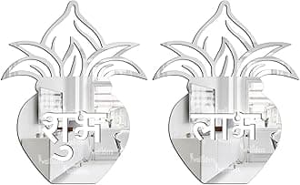 Wall1ders Kalash Shubh Labh Mirror Stickers for Wall, Acrylic Decor, Hall Room, Bed Room, Kitchen (Silver)-Self-Adhesive