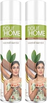 POUR HOME Sacred Sandal Room Air Freshener Spray - 220ML Each (Pack of 2) | Long-Lasting Fragrance - Reduces Odours - Suitable for Home & Office