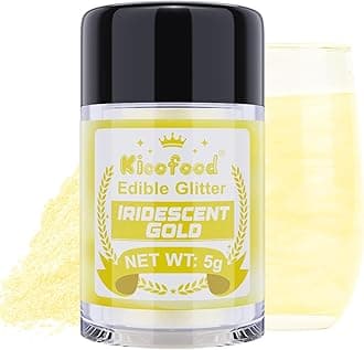 Edible Glitter for Drinks - Kicofood 5g Edible Lustre Dust Food Grade, Edible Glitter for Cakes Fondant Cream Muffins Chocolates Cocktail (Iridescent Gold)
