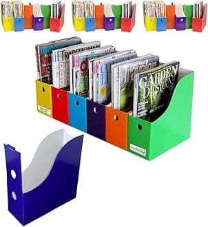 Evelots Magazine File Holder - Set of 24 Multi Color - Office Desk Organizer - Sturdy Cardboard - New Upgraded Double Front Panel for More Stability - Full 4 Inch Wide - Easy Assemble