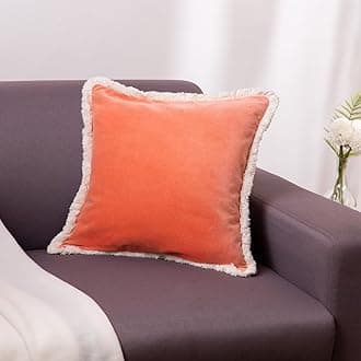 haus & kinder Decorative Cushion Cover | Terracotta Luxe Throw Cushion Cover for Sofa, Living Room | Cotton Cushion Covers 16 Inch X 16 Inch