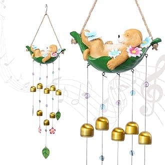 Taman Wind Chime - 29" Wind Bell for Outside Resin Dog Decorative Metal Bronze Mobile Wind Chime Memorial Sympathy Gift for Home, Outdoor, Yard, Patio,Garden Decor