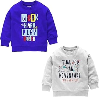 NammaBaby Boys Loopknit Cotton Round Neck T-Shirt Chest Printed Full Sleeves Sweatshirt for Light Winters Pack of 2
