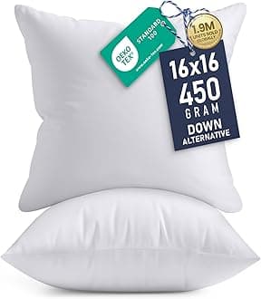 Utopia Bedding Decorative Pillow Inserts (Pack of 2, White) - Square Pillow 40 x 40 CM White UB1140