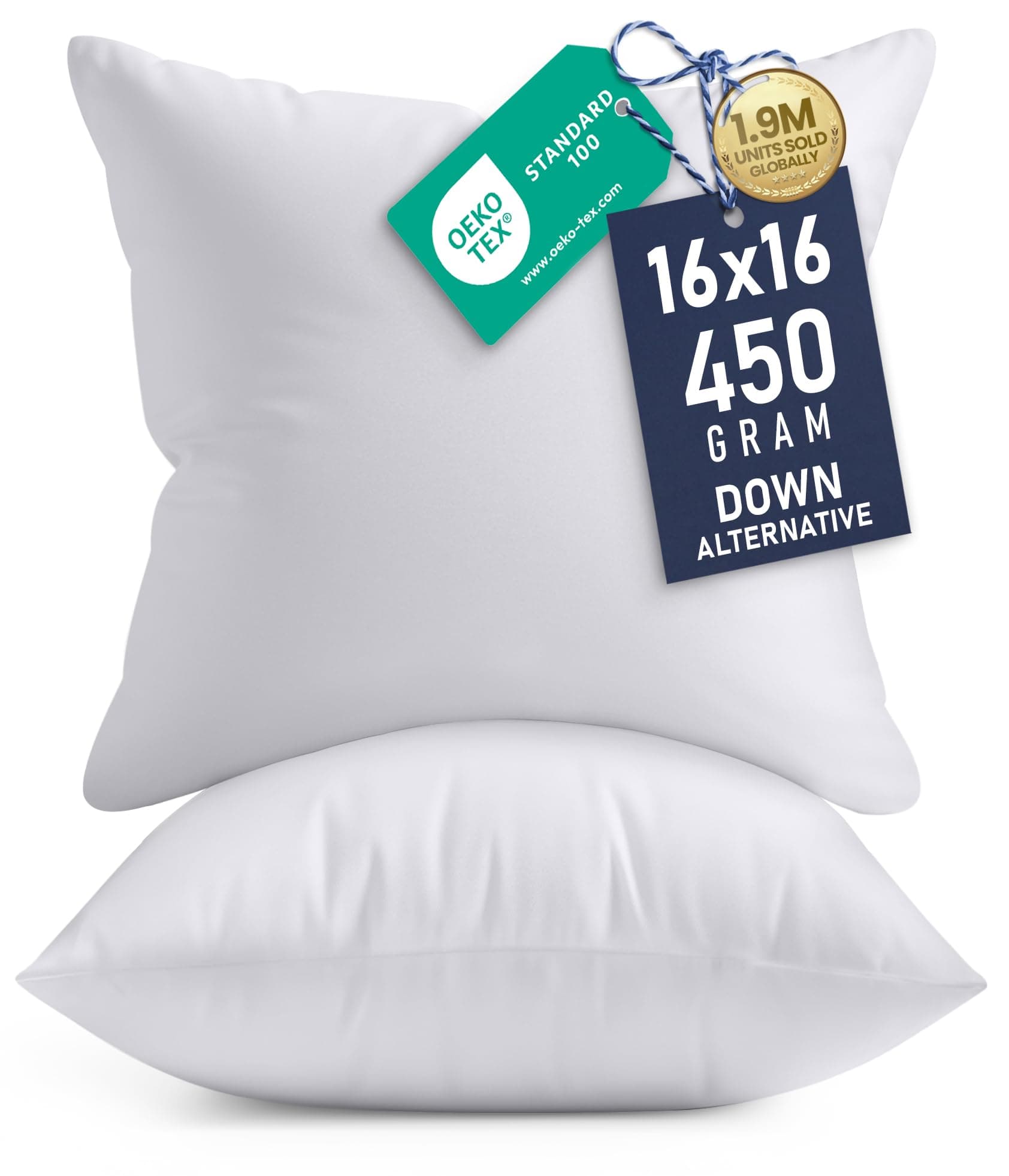Utopia Bedding Decorative Pillow Inserts (Pack of 2, White) - Square Pillow 40 x 40 CM White UB1140