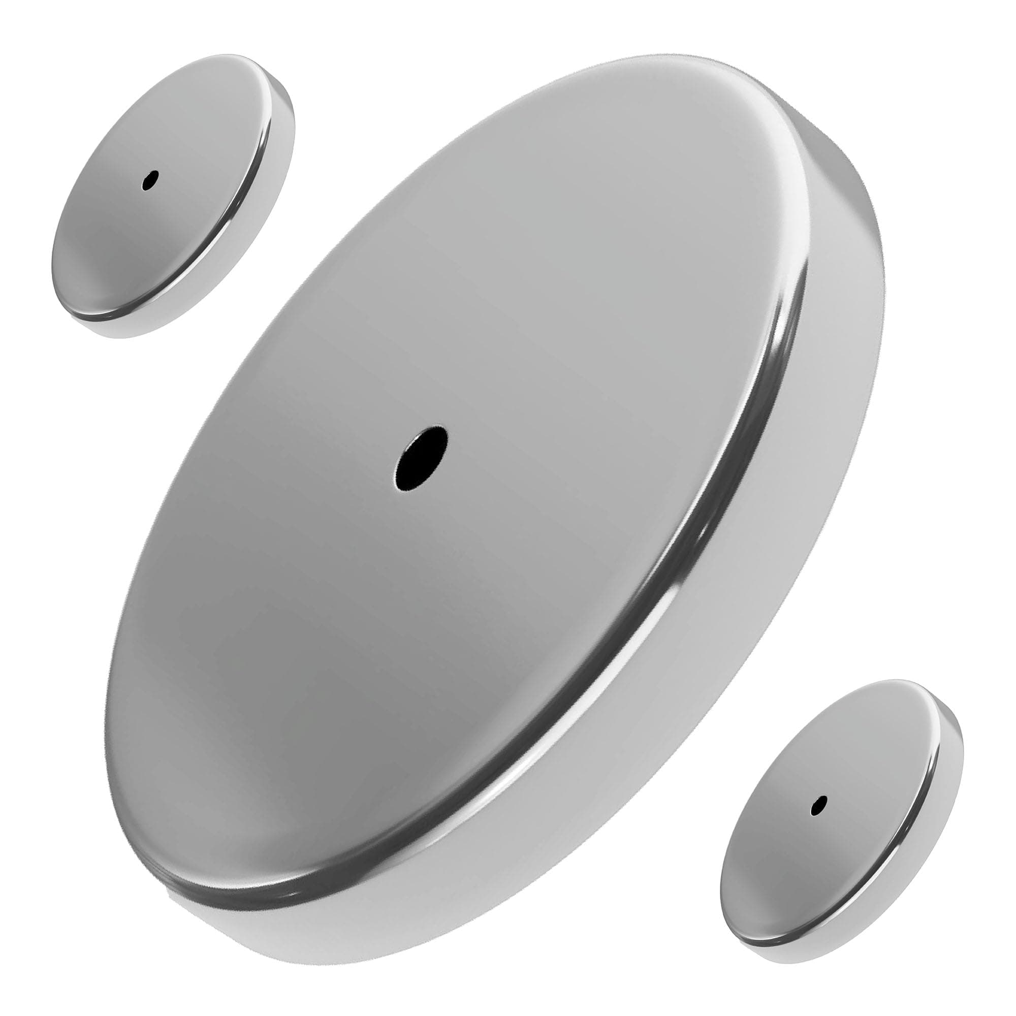 Master Magnetics Ceramic Round Base Magnet Pack - Heavy-Duty Strong Magnets - 65 lb Pull Each - for Indoor and Outdoor Use - Nickel-Plated - 2.618" Diameter - 0.275" Hole - 0.375" Thick - 3-Pack