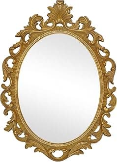SIMON'S SHOP Gold Vintage Mirror for Wall, Antique Oval Mirrors for Bedroom Living Room, 18 x 13 inches