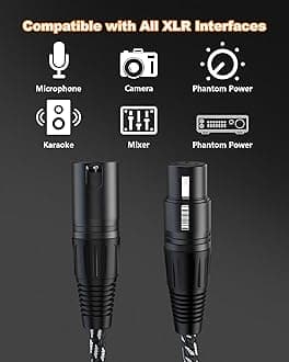 XLR Cable 6ft 4Pack,Microphone Cable 6 Feet, Braided Balanced Mic Cables Male to Female 3 Pin Connector for Microphones, Mixer, XLR Speaker, Audio Amplifier