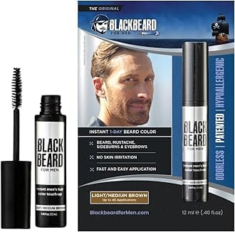 Beard Color – 1-Day Beard, Mustache, Eyebrow, Sideburns Color – Temporary Facial Hair Tint - Hypoallergenic Beard Dye Alternative – Up to 45 applications– Light/Medium Brown, 1 Pack