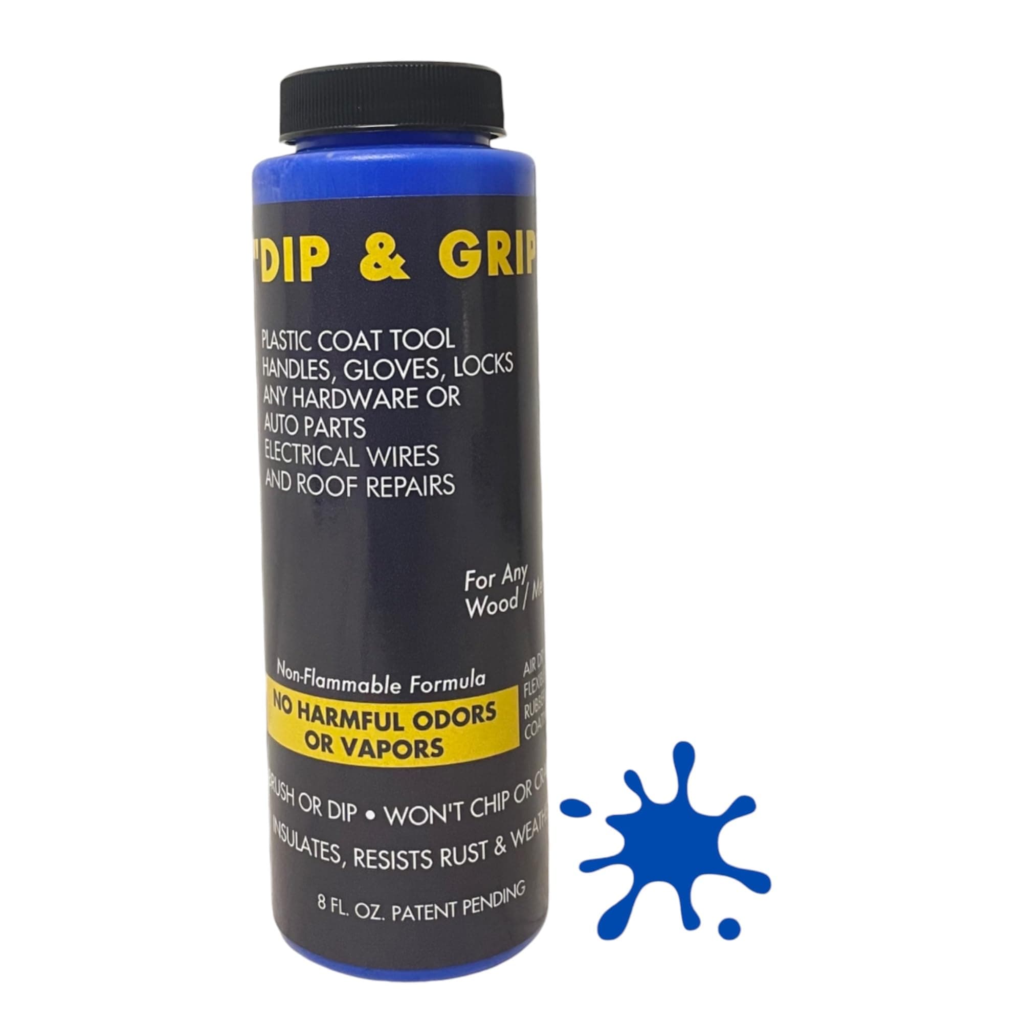 Dip and Grip Rubberized Plastic Dip Liquid Colors Rubber Paint Industrial Coating (Blue) 8 Fl. Oz