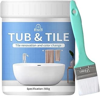 Tile Paint, Tub and Tile Refinishing Kit, Tub Refinishing Kit White Bathtub Paint Water Based & Low Odor, Easy to Use Sink Paint for Bathroom Kitchen