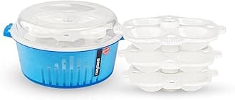 Nayasa Plastic Microwave 4 in 1 Steam Idli Maker | Makes 12 idlis | Microwave Dhokla Maker | Vegetable Steamer | Fruits & Veg. Strainer | Blue